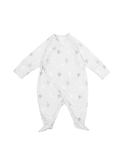 Bird Print Wrap Sleepsuit with Feet (GOTS)