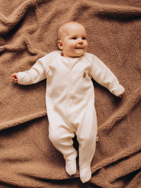 Sleepsuit With Teddy Embroidery (GOTS)
