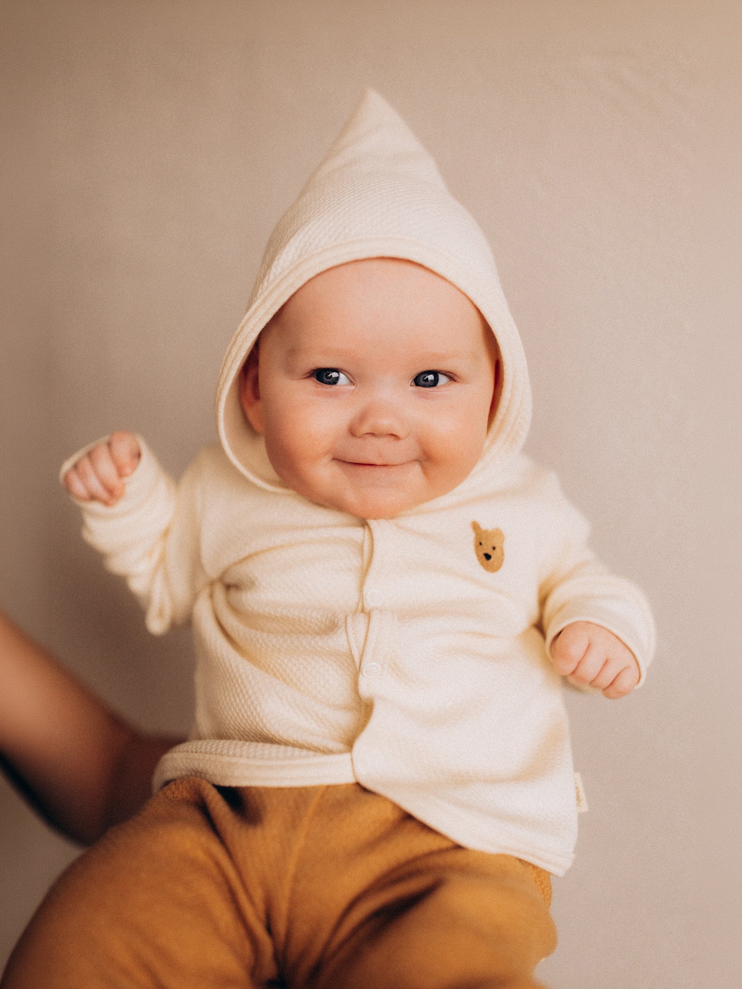 Jacket With Hoodie With Embroidery (GOTS)