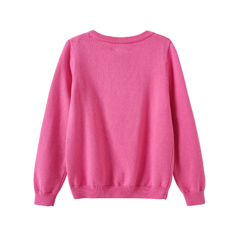 Vauva FW23 - Girls Rose Pink Printed Cotton Pullover-product image back