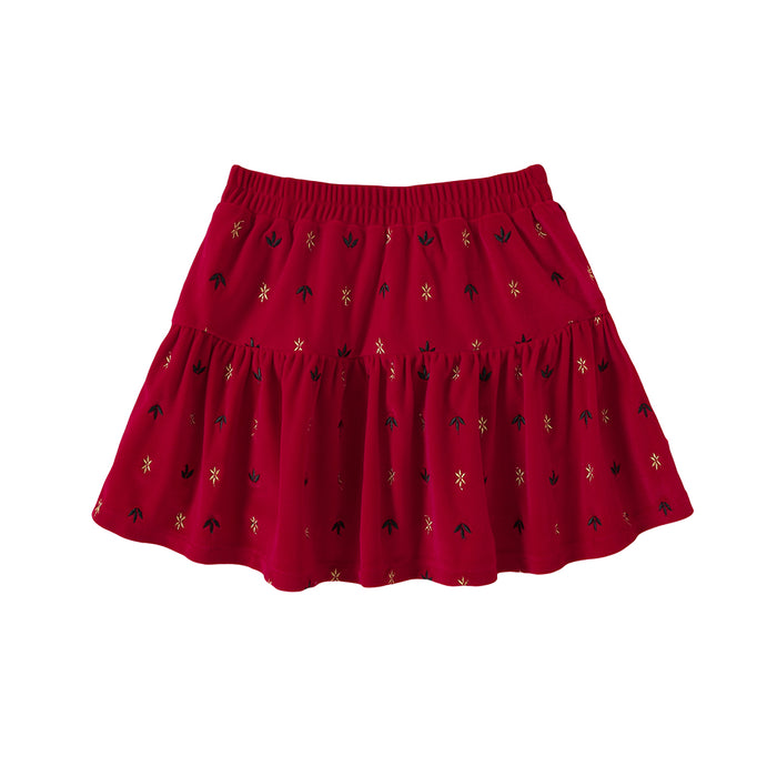 Vauva FW23 - Girls Knitted Corduroy Skirt (Red) - My Little Korner