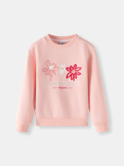 Girls Bloom Together Embroidered Sweatshirt