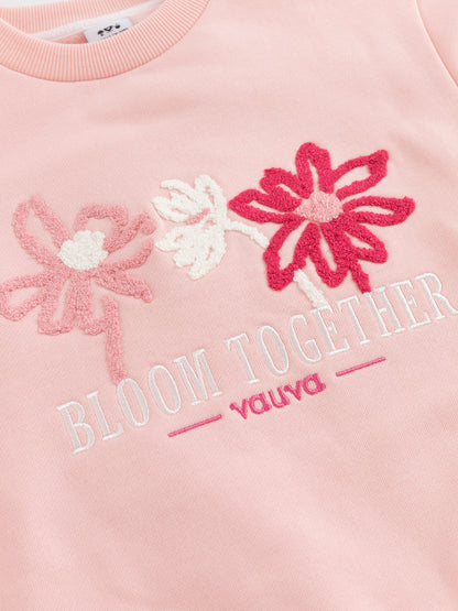Girls Bloom Together Embroidered Sweatshirt