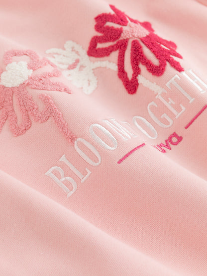 Girls Bloom Together Embroidered Sweatshirt