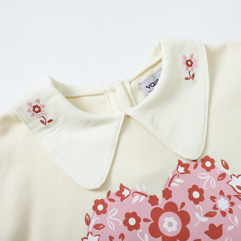 Vauva FW23 - Girls Heart Logo Printed Sweatshirt (White) - My Little Korner