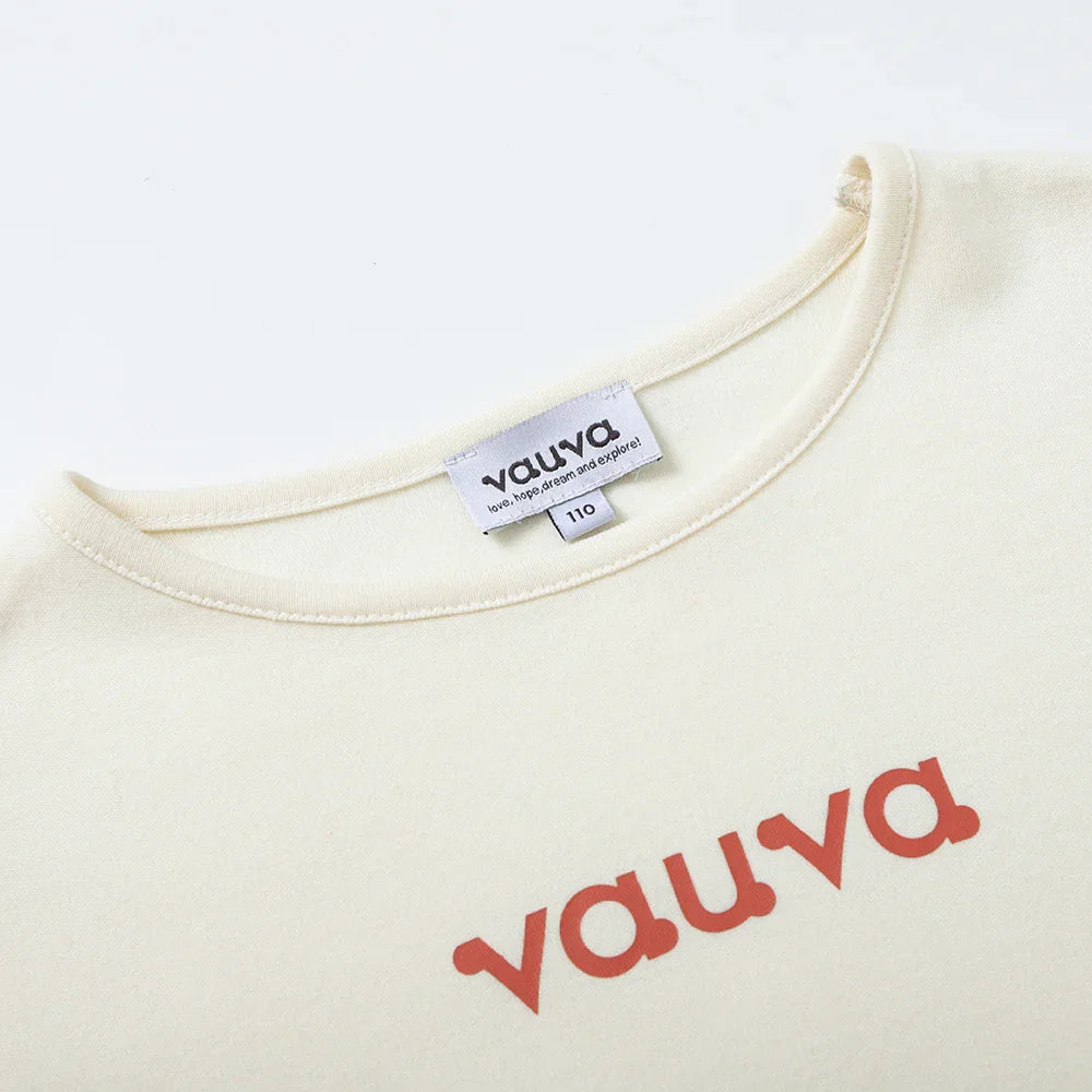 VAUVA Vauva FW23 - Kids Cotton Long Sleeve Crewneck T-Shirt (Off White) T-shirt