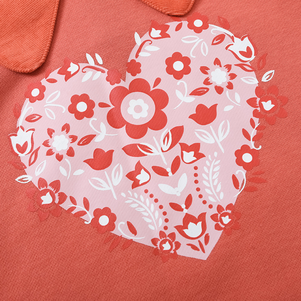 Vauva FW23 - Girls Heart Logo Printed Sweatshirt (Red) - My Little Korner