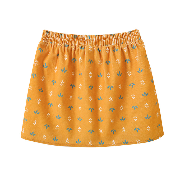 Vauva FW23 - Girls Printed Elastic Waist A-Line Skirt (Yellow) product image front 