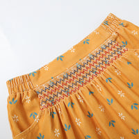 Vauva FW23 - Girls Printed Elastic Waist A-Line Skirt (Yellow) product image front