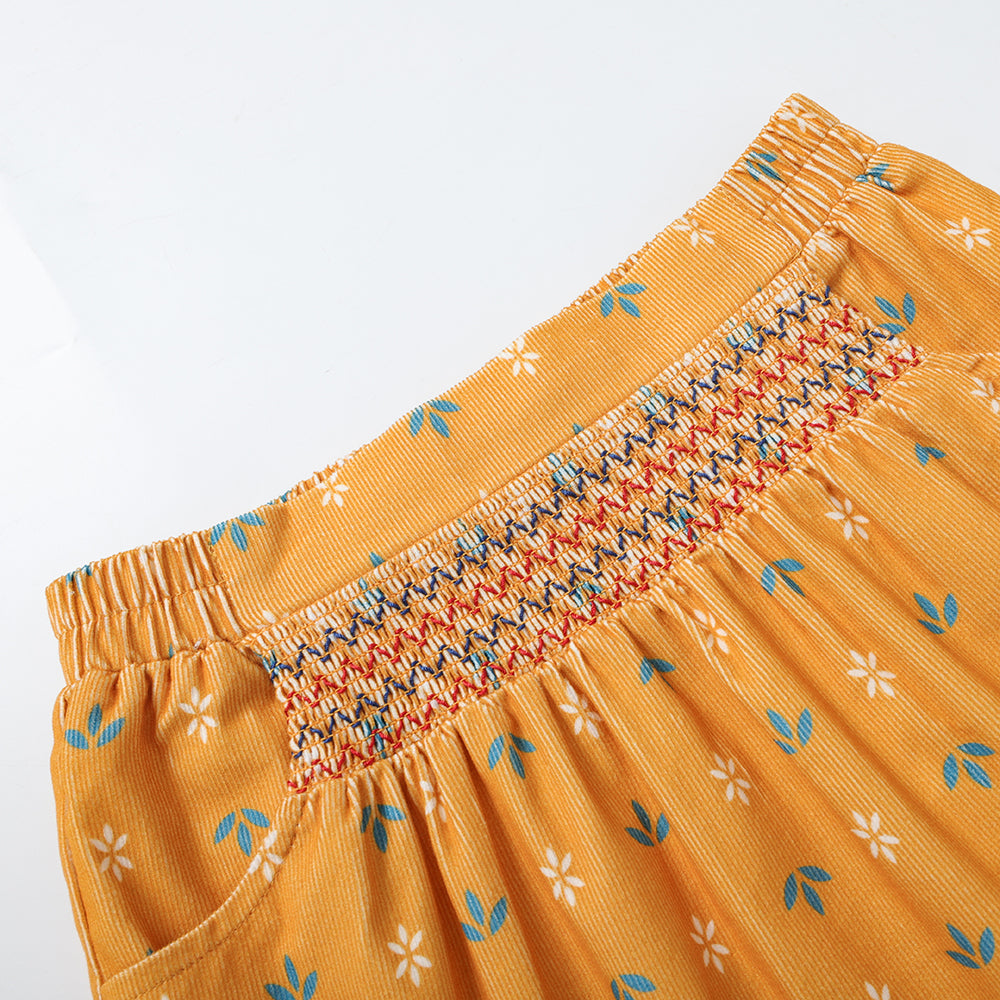 VAUVA Vauva FW23 - Girls Printed Elastic Waist A-Line Skirt (Yellow) Skirt