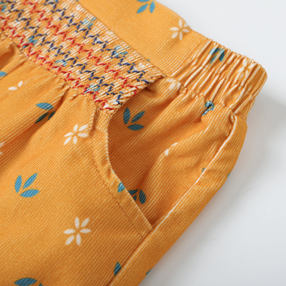 Vauva FW23 - Girls Printed Elastic Waist A-Line Skirt (Yellow)
