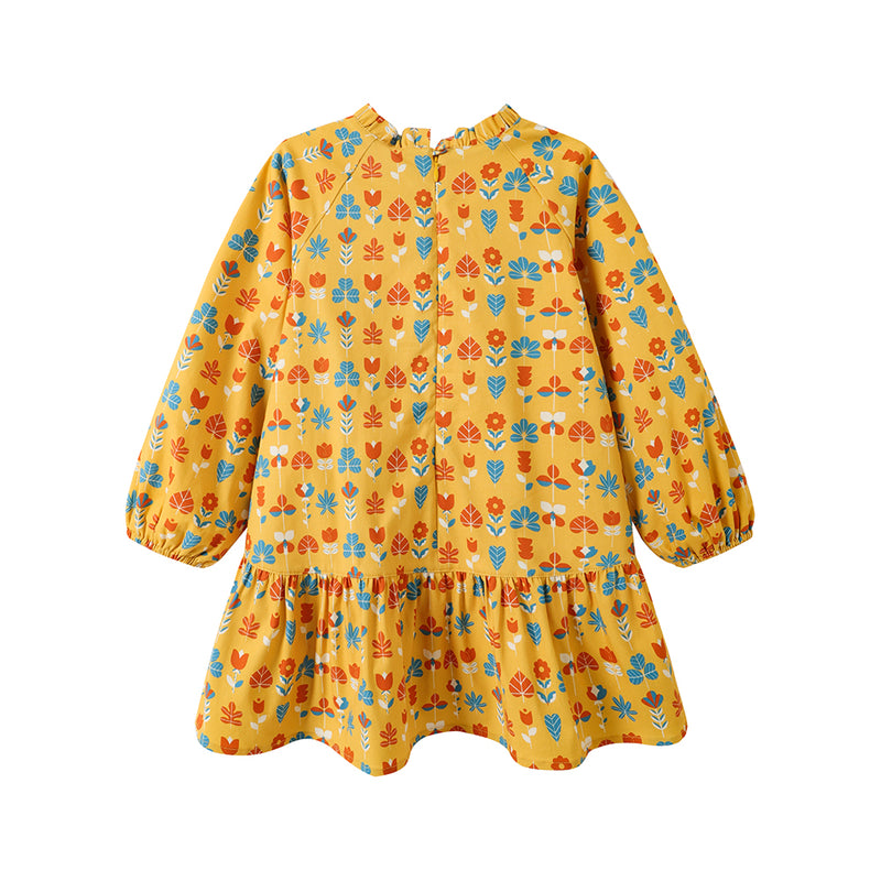 Vauva FW23 - Girls Fungus Collar Printed Dress (Yellow)-product image back