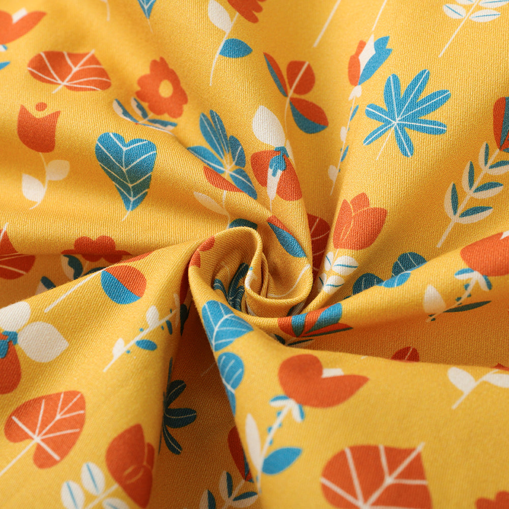 Vauva FW23 - Girls Fungus Collar Printed Dress (Yellow)-product image close up