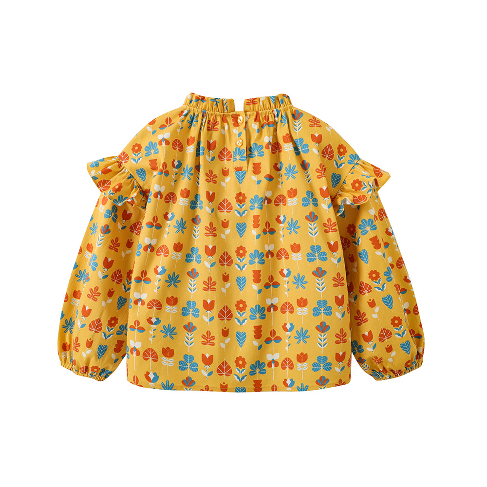 VAUVA Vauva FW23 - Girls Fungus Collar Printed Shirt (Mud Yellow) Shirt