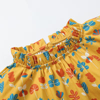 Vauva FW23 - Girls Fungus Collar Printed Shirt (Mud Yellow)-product image  close up