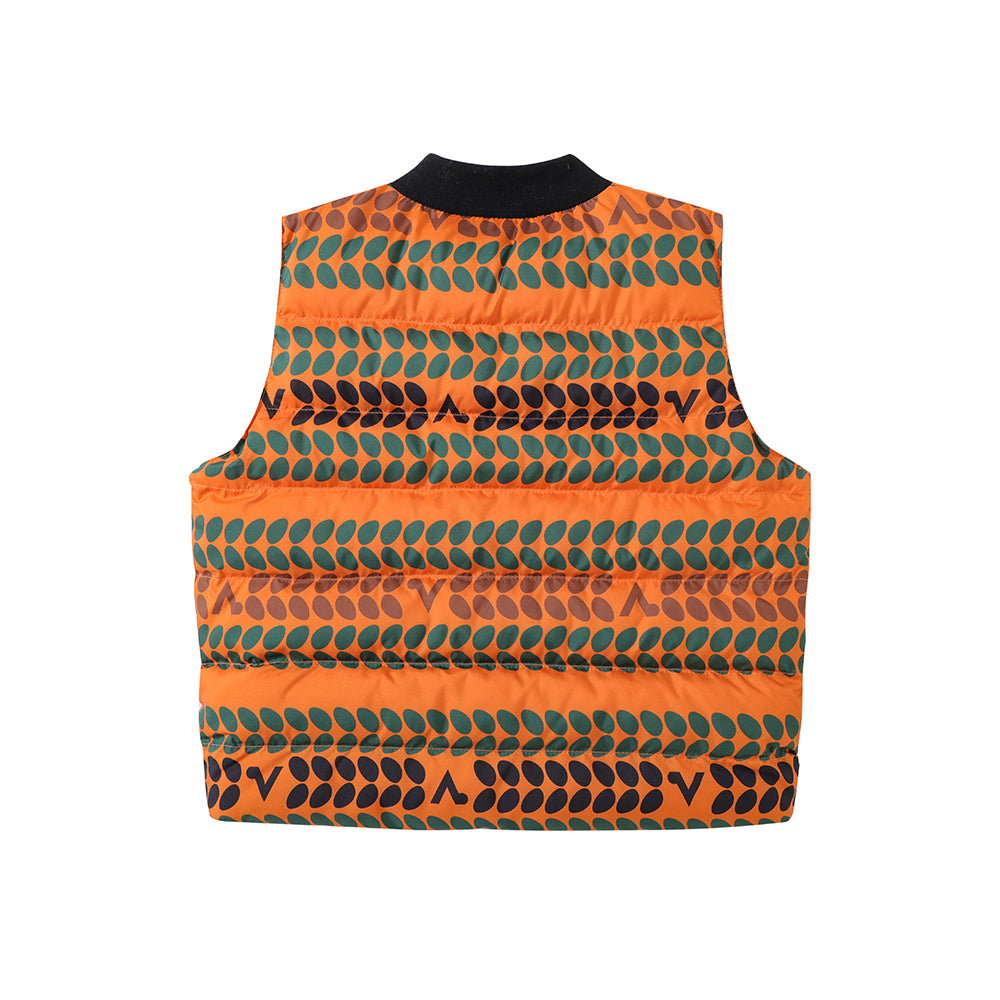 Vauva FW23 - Boys' Striped Patchwork Down Vest (Orange)