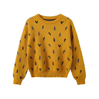 VAUVA Vauva FW23 - Boys Embroidered Cotton Pullover (Yellow)