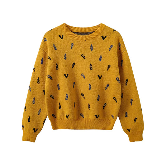 VAUVA Vauva FW23 - Boys Embroidered Cotton Pullover (Yellow)