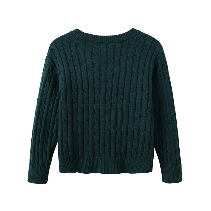 Vauva FW23 - 男童麻花長袖針織外套 （綠色）