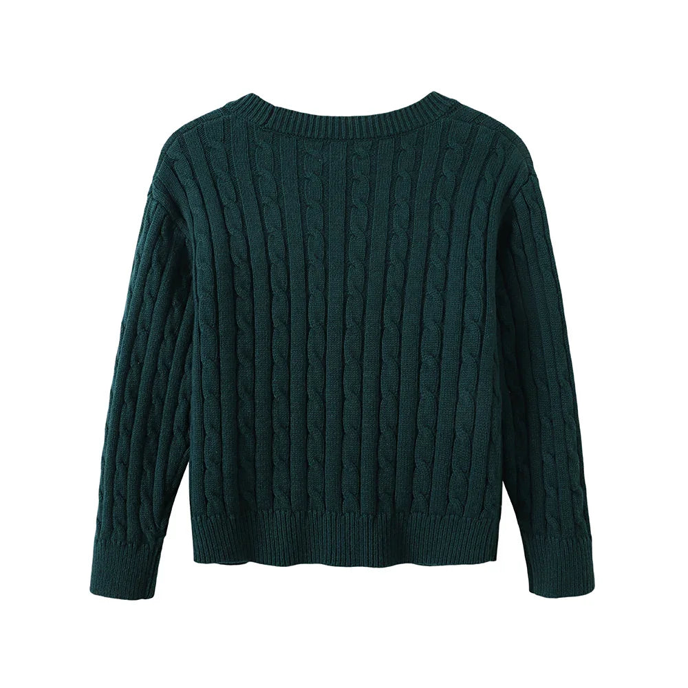 VAUVA Vauva FW23 - Boys Braided Long Sleeve Knit Jacket (Green) Coat & Jacket