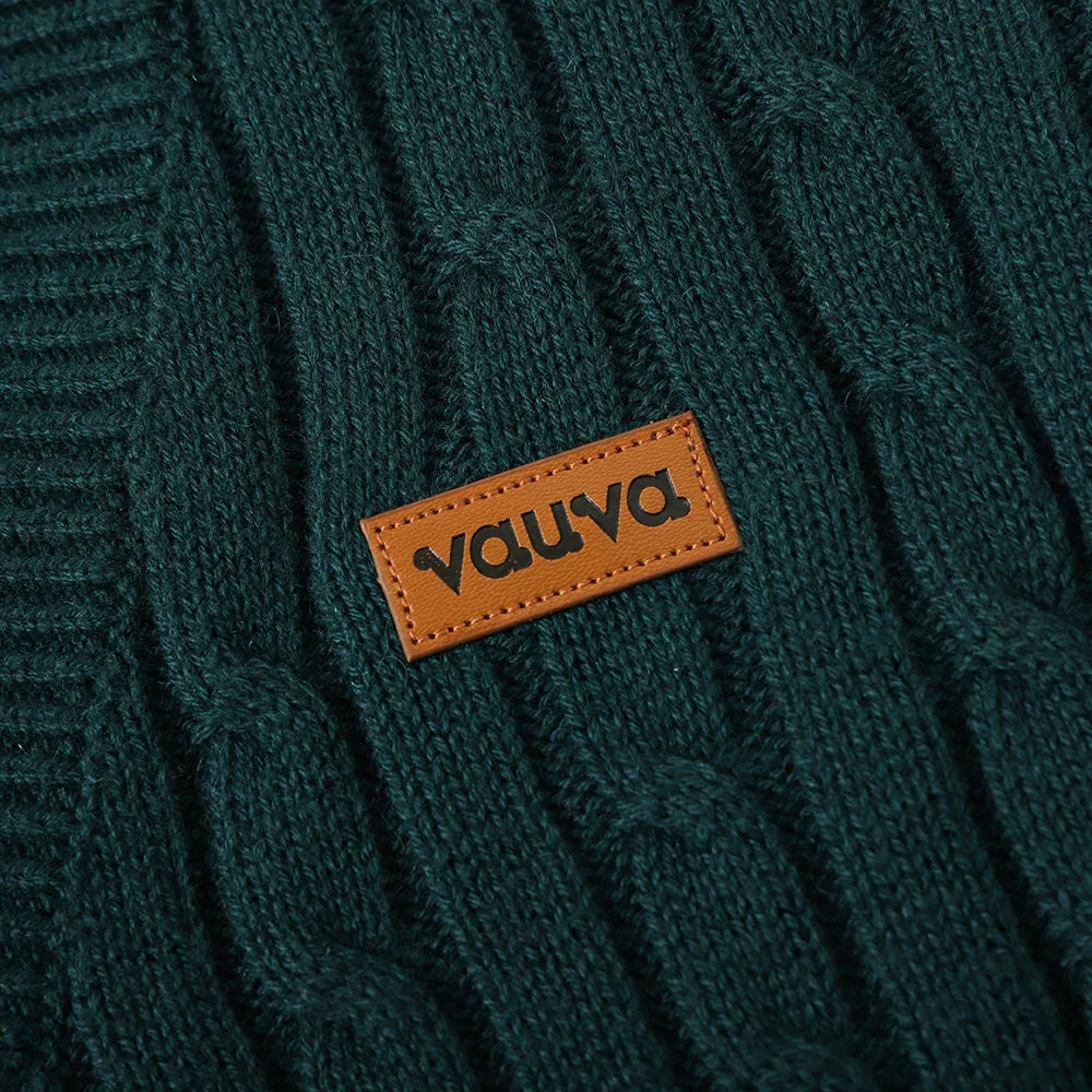 VAUVA Vauva FW23 - Boys Braided Long Sleeve Knit Jacket (Green) Coat & Jacket