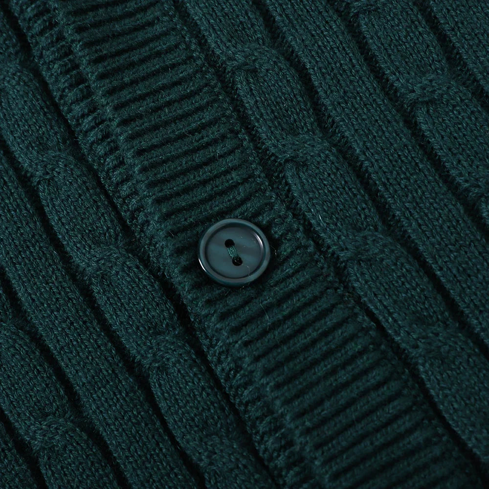 VAUVA Vauva FW23 - Boys Braided Long Sleeve Knit Jacket (Green) Coat & Jacket