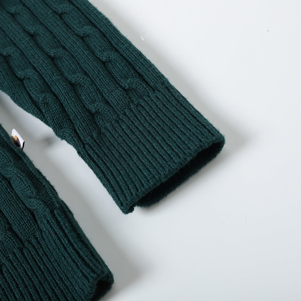 Vauva FW23 - Boys Braided Long Sleeve Knit Jacket (Green) - My Little Korner