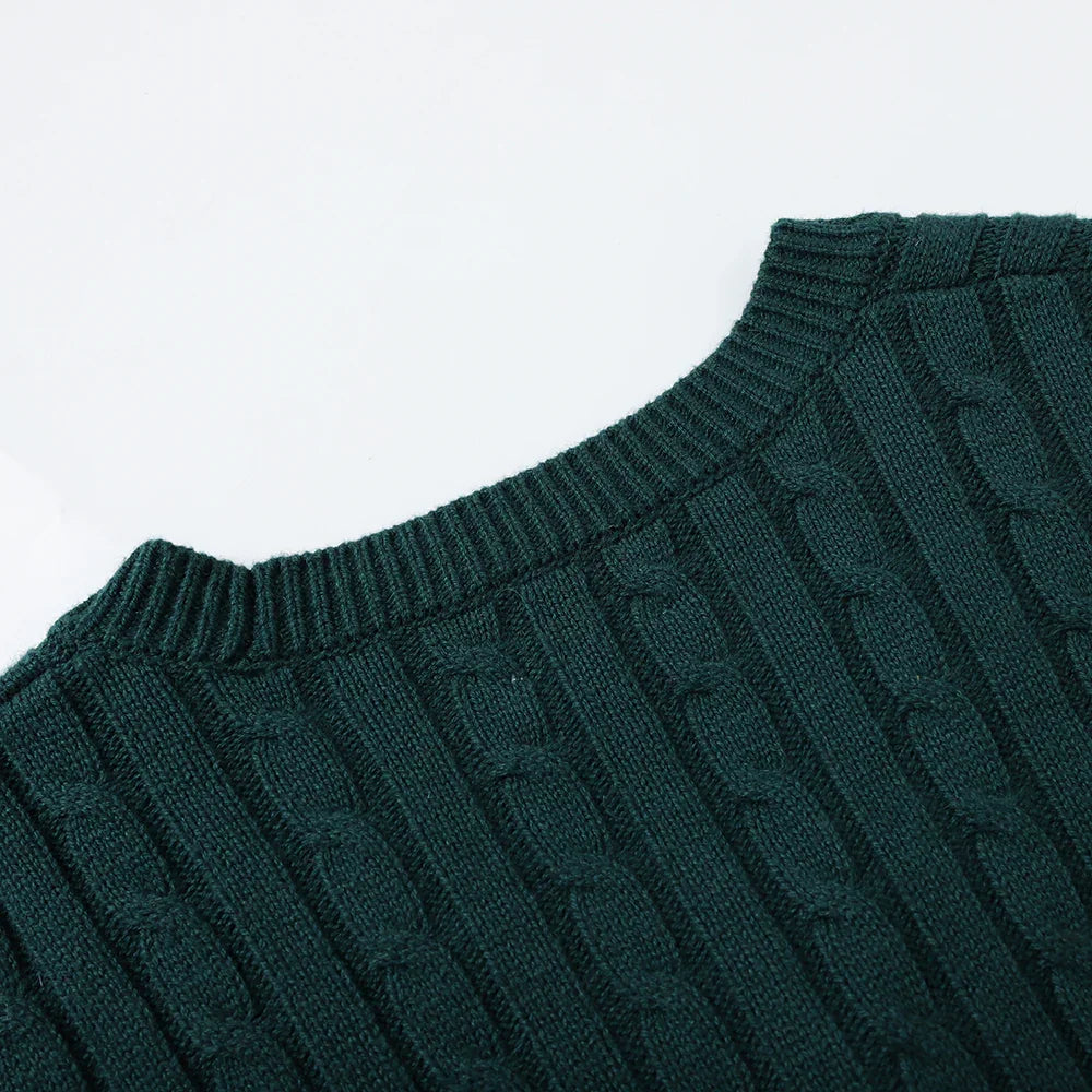 VAUVA Vauva FW23 - Boys Braided Long Sleeve Knit Jacket (Green) Coat & Jacket