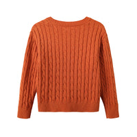 Vauva FW23 - Boy's Braided Long Sleeve Knit Jacket (Orange)-product image back