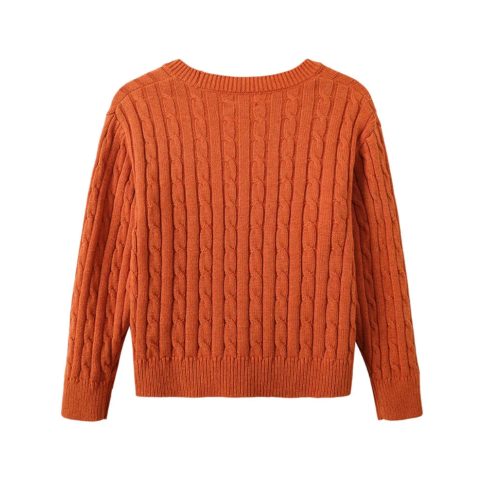 VAUVA Vauva FW23 - Boy's Braided Long Sleeve Knit Jacket (Orange) Coat & Jacket