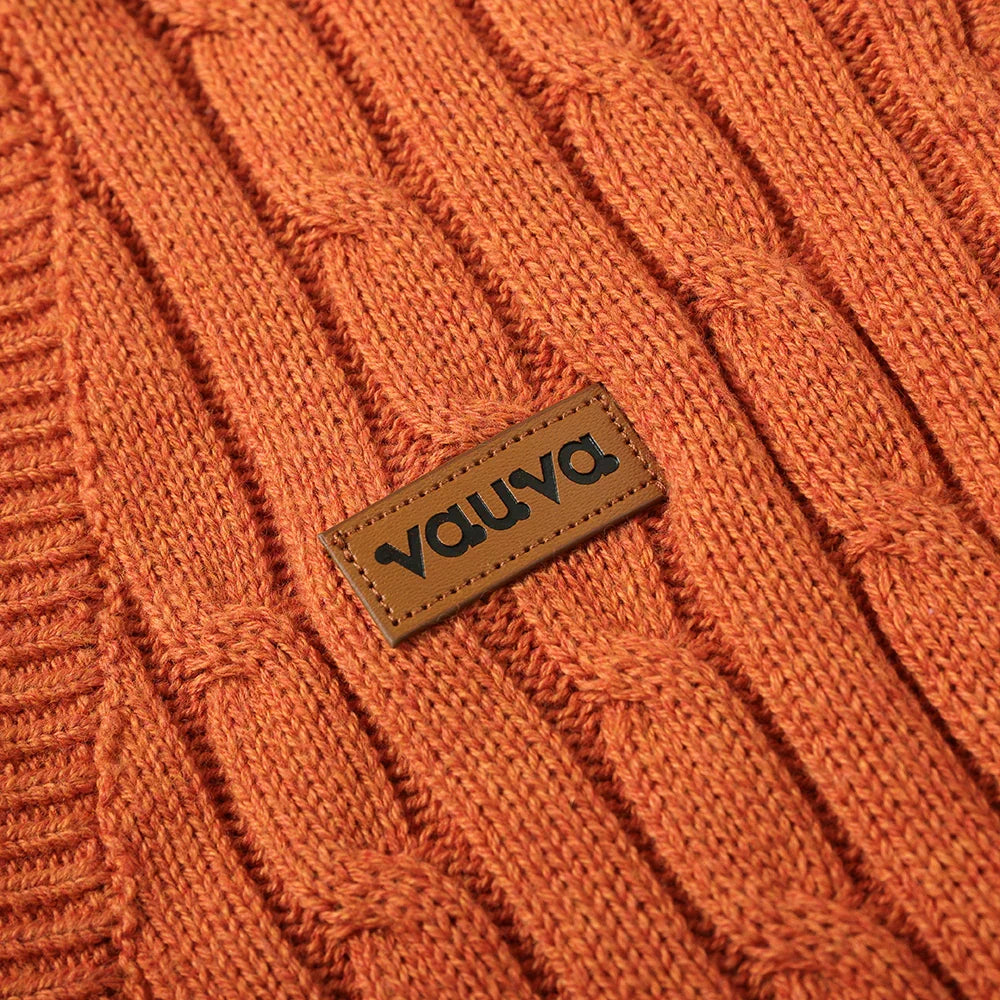 VAUVA Vauva FW23 - Boy's Braided Long Sleeve Knit Jacket (Orange) Coat & Jacket