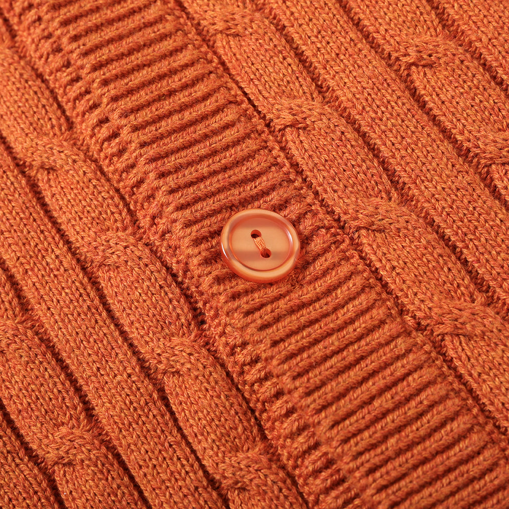 Vauva FW23 - Boy's Braided Long Sleeve Knit Jacket (Orange)