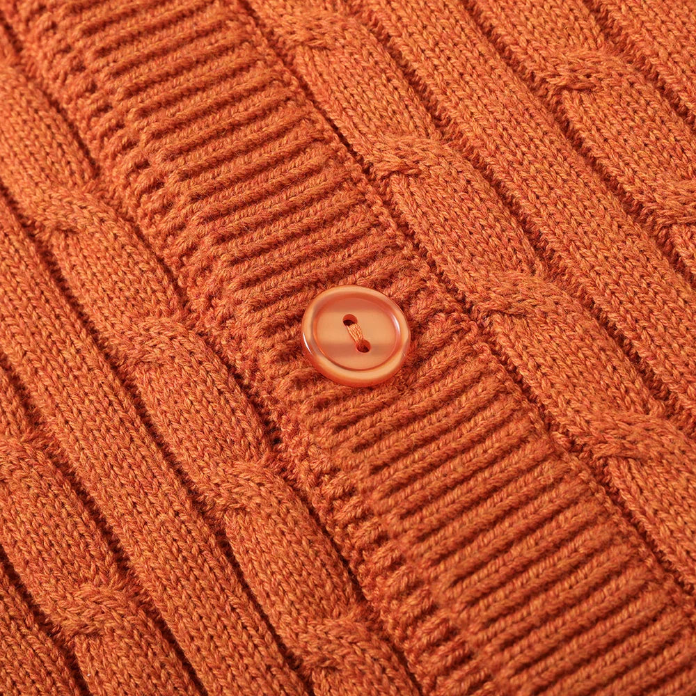 VAUVA Vauva FW23 - Boy's Braided Long Sleeve Knit Jacket (Orange) Coat & Jacket