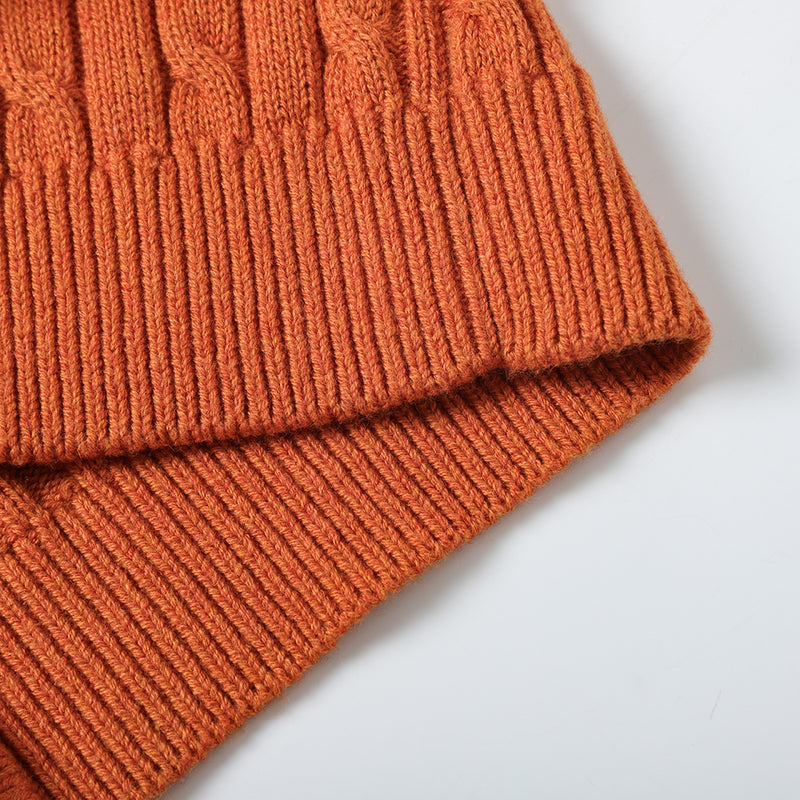 Vauva FW23 - Boy's Braided Long Sleeve Knit Jacket (Orange)-product image close up