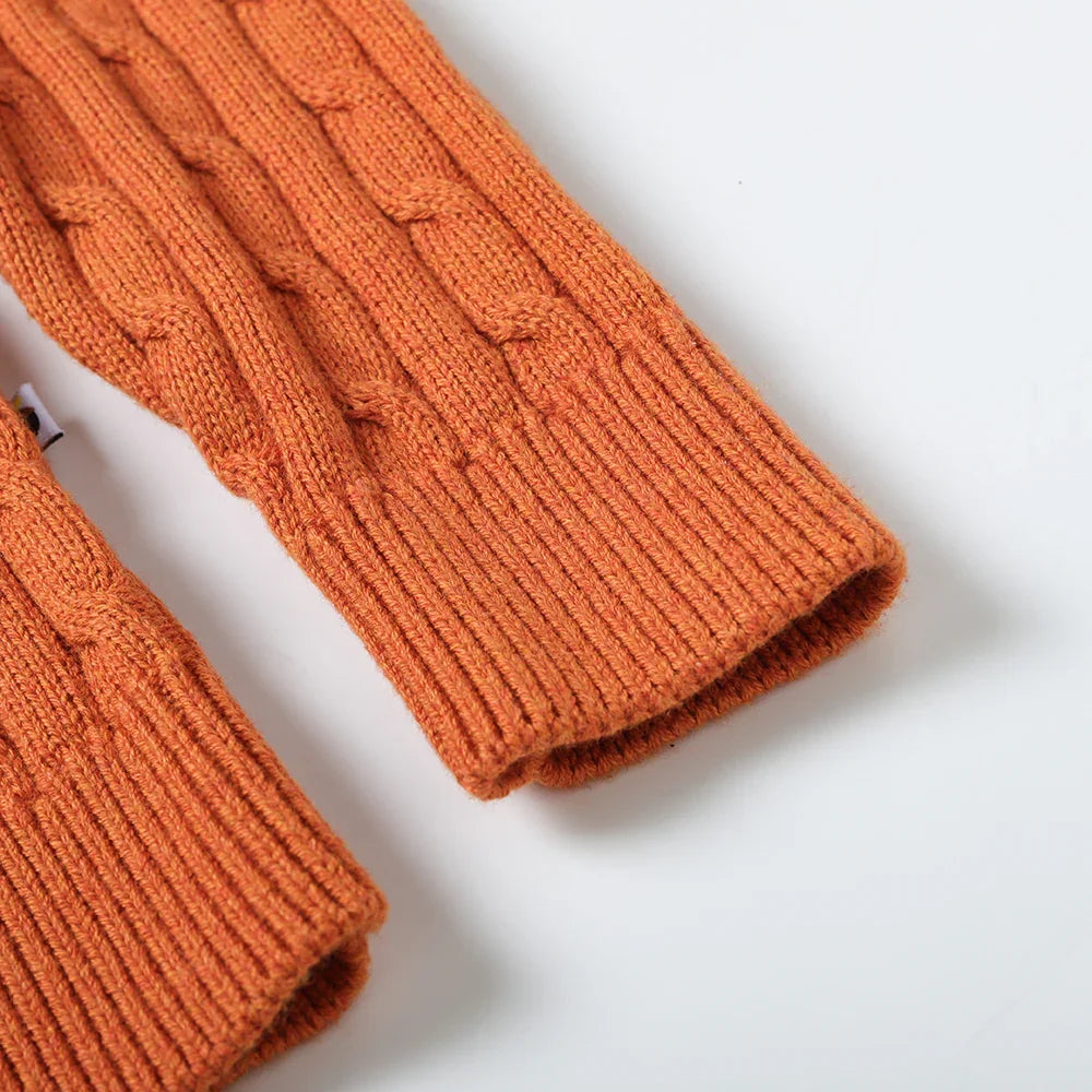VAUVA Vauva FW23 - Boy's Braided Long Sleeve Knit Jacket (Orange) Coat & Jacket