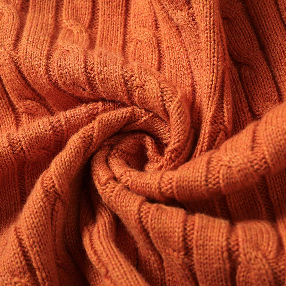 VAUVA Vauva FW23 - Boy's Braided Long Sleeve Knit Jacket (Orange) Coat & Jacket