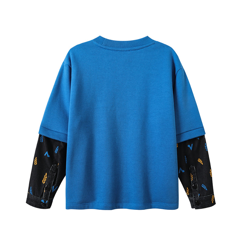 Vauva FW23 - Boys Simple Color Block Sweatshirt (Blue) - My Little Korner