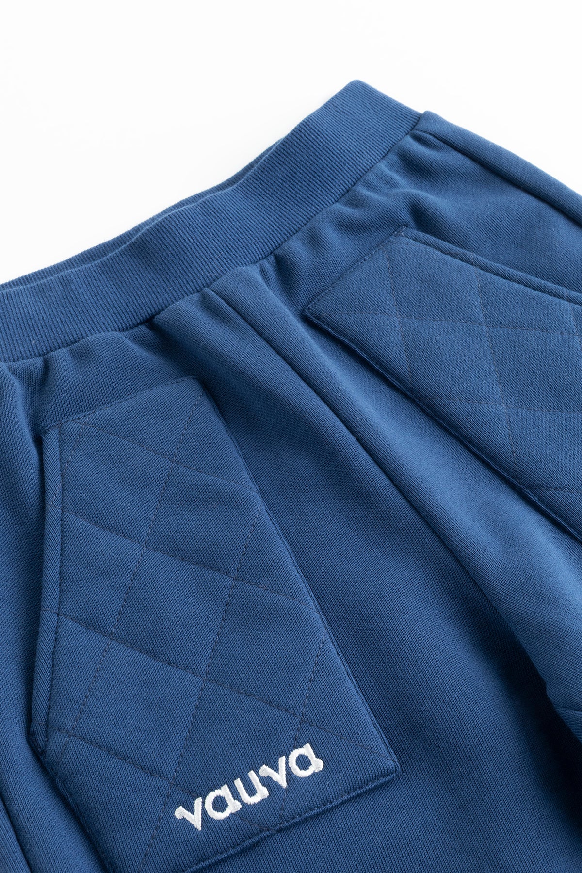 Kids Quilted Pocket Logo Embroidered Fleece Sweatpants