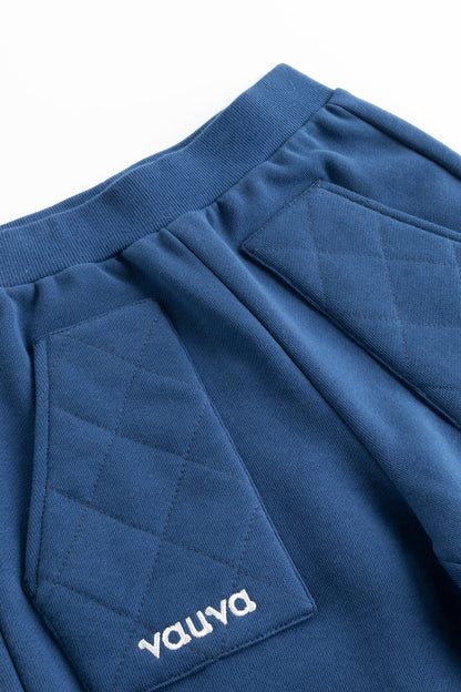 Kids Quilted Pocket Logo Embroidered Fleece Sweatpants