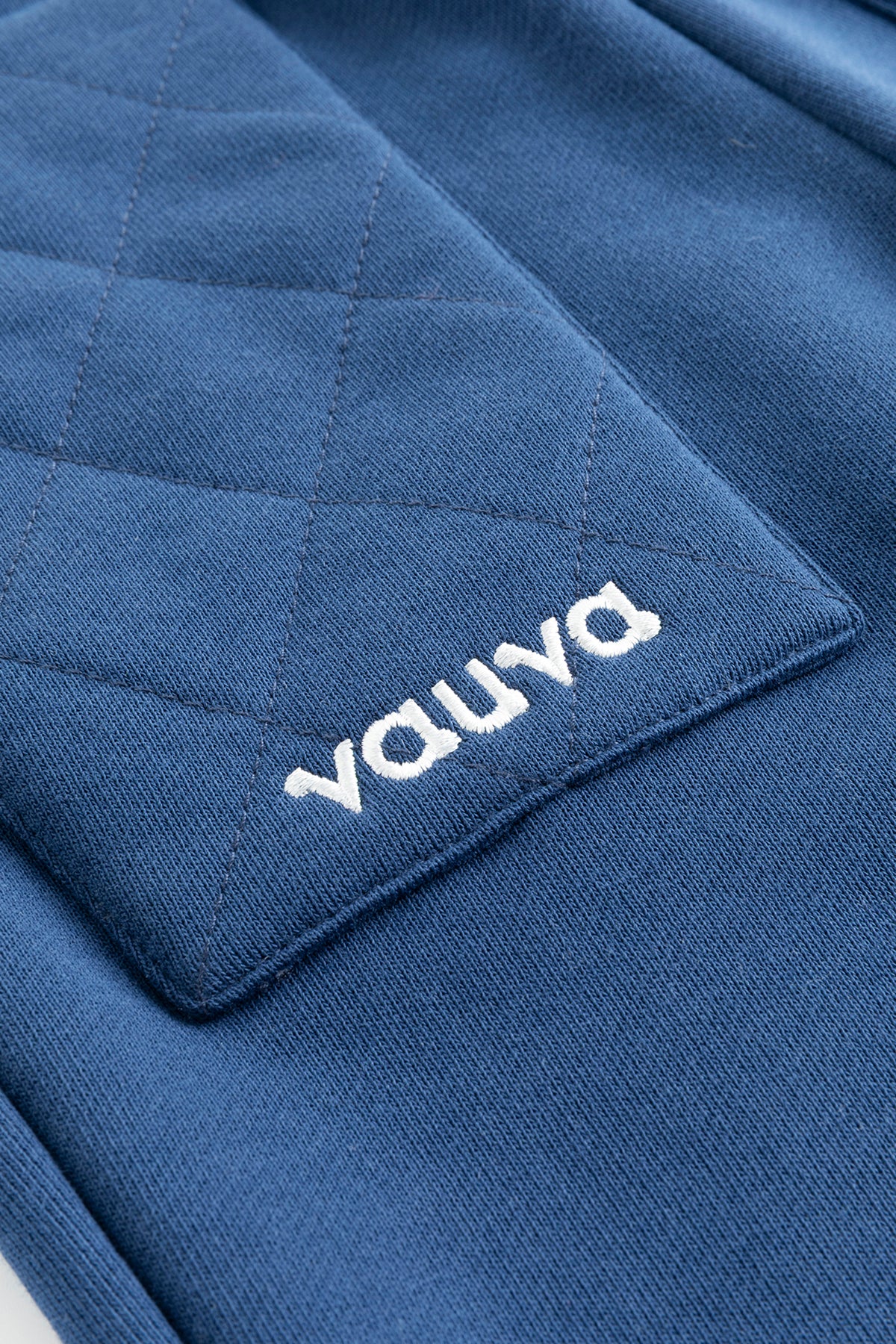 Kids Quilted Pocket Logo Embroidered Fleece Sweatpants