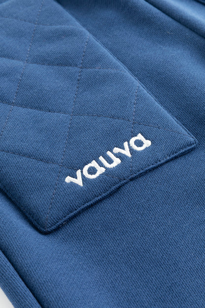 Kids Quilted Pocket Logo Embroidered Fleece Sweatpants