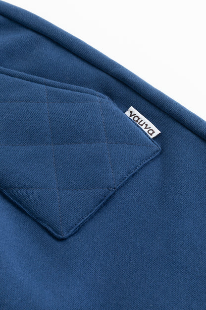 Kids Quilted Pocket Logo Embroidered Fleece Sweatpants