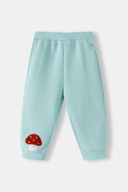 Baby Chenille Mushroom Patch Fleece Jogger Sweatpants