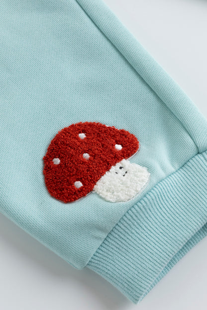 Baby Chenille Mushroom Patch Fleece Jogger Sweatpants