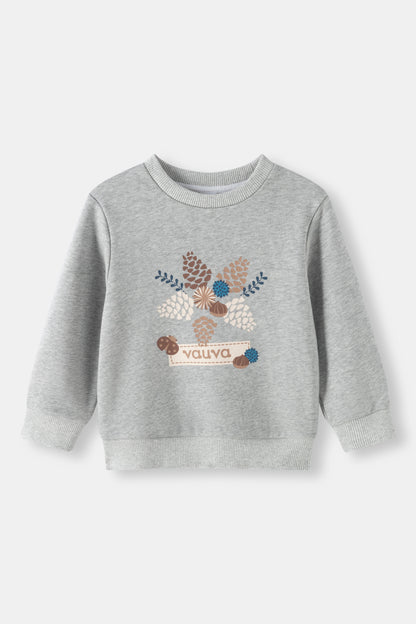 Kids Pinecone Floral Graphic Fleece Sweatshirt