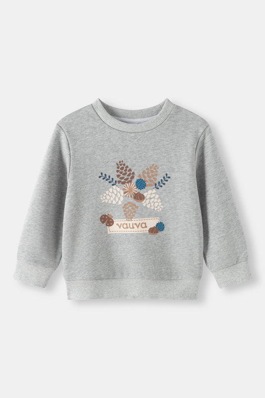 Kids Pinecone Floral Graphic Fleece Sweatshirt