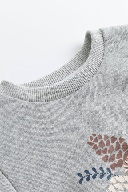 Kids Pinecone Floral Graphic Fleece Sweatshirt