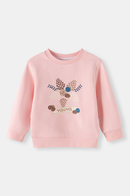 Kids Pinecone Floral Graphic Fleece Sweatshirt