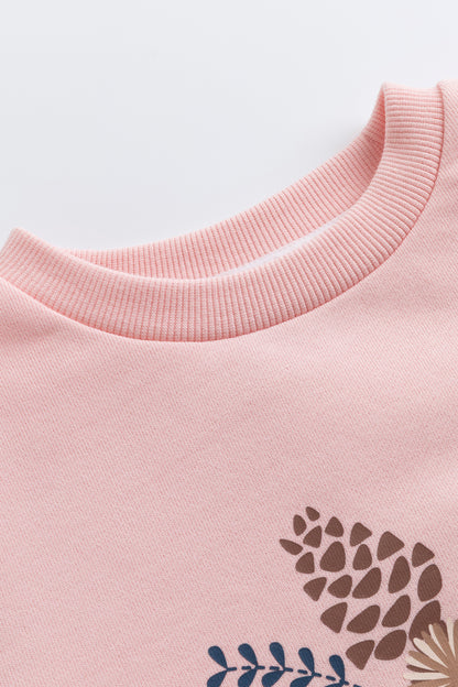 Kids Pinecone Floral Graphic Fleece Sweatshirt