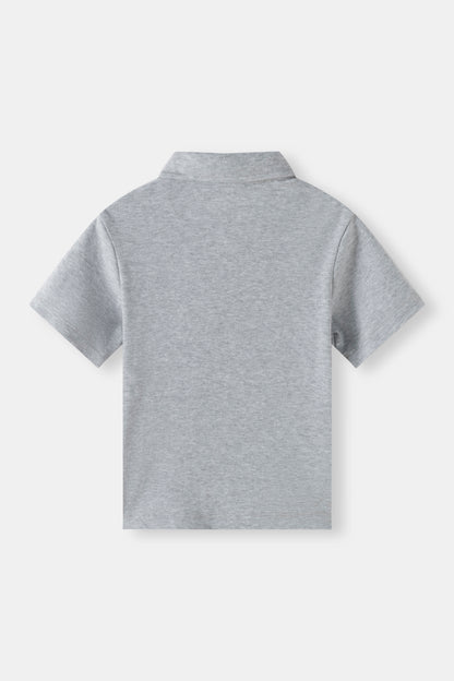 Kids Embroidered Mushroom Short Sleeve Polo Shirt